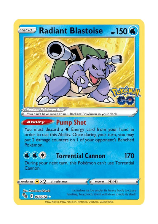 Radiant Blastoise (018/078) Pokemon GO (PGO)